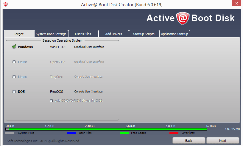 Active@ Password Changer Pro boot disk option