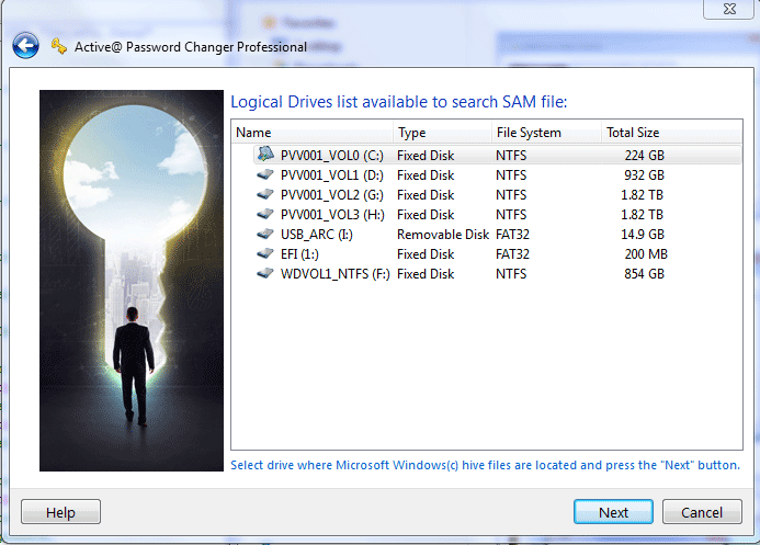 Active@ Password Changer: SAM data base