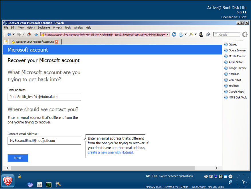 Password changer windows 8: Select the method for resetting the password